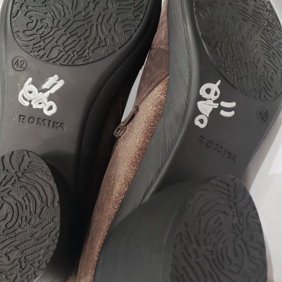 Romika Womens boots metallic brown suede studs size 11 / 42 NEW no box side zip - Picture 6 of 6